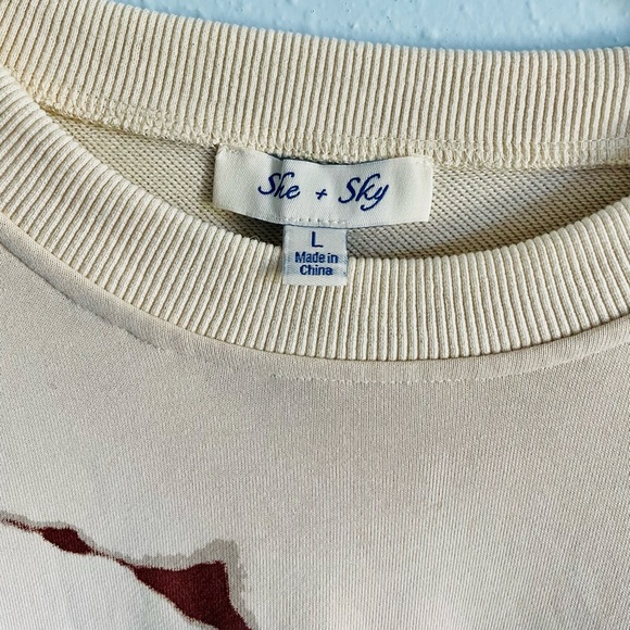 She and Sky brown and creme abstract sweatshirt - Picture 5 of 7